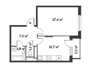 1-комнатная 42.00 кв.м, Миниполис «Восемь Кленов», 16 216 047 руб.