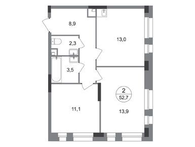 Планировки двухкомнатные в Город-парк «Первый Московский»