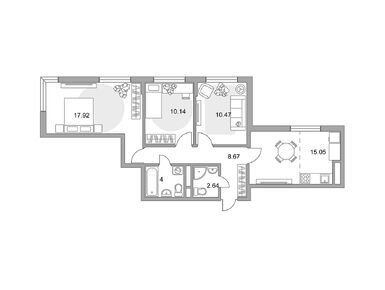 Планировки трехкомнатные в ЖК «Императорские Мытищи»