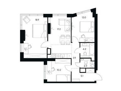 Планировки трехкомнатные в ЖК NEXUS by Akvilon (Нексус от Аквилон)