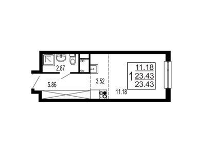 Планировки студии в ЖК «Гармония Парк»