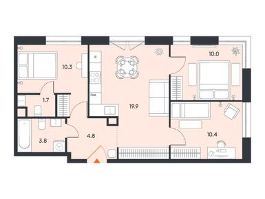 Планировки трехкомнатные в ЖК balance (Баланс)