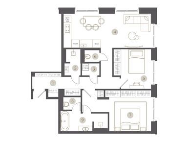 Планировки двухкомнатные в Клубный дом TURGENEV (Тургенев)