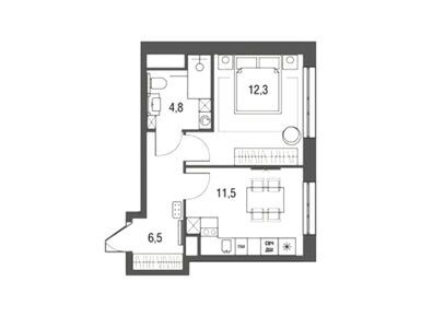 Планировки однокомнатные в ЖК «Сиреневый парк»