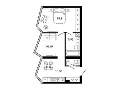 Планировки двухкомнатные в Клубный дом «Новая, 11»