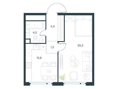 1-комнатная 40.70 кв.м, Level Нижегородская, 20 937 112 руб.