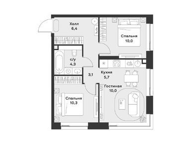 Планировки двухкомнатные в Жилой район ÁLIA (АЛИА)