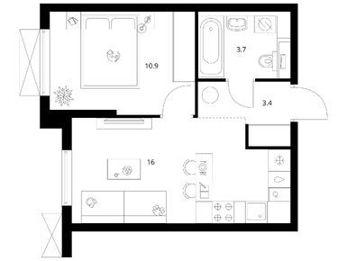 Планировки однокомнатные в Томилинский бульвар