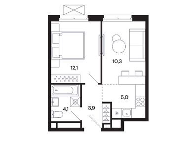 Планировки однокомнатные в ЖК «Базаева 11»