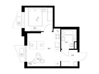 1-комнатная 29.10 кв.м, Онежский вал, 15 588 870 руб.