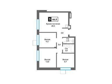 Планировки трехкомнатные в Никольский квартал «Отрада»