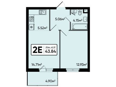 2-комнатная 43.84 кв.м, ЖК «Северный Квартал», 5 939 964 руб.