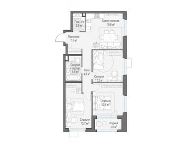 Планировки трехкомнатные в ЖК «Новое Медведково»