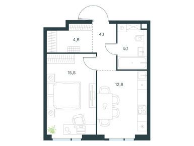 1-комнатная 42.30 кв.м, Level Войковская, 19 835 458 руб.