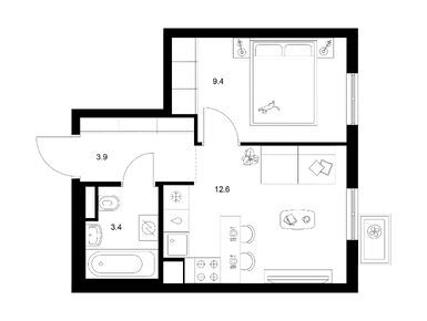 Планировки однокомнатные в Кавказский бульвар 51