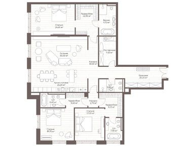 Планировки трехкомнатные в ЖК CLOS 17 (Клоc 17)