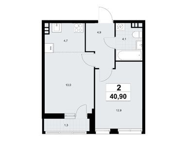 Планировки двухкомнатные в Жилой район «Родные кварталы»
