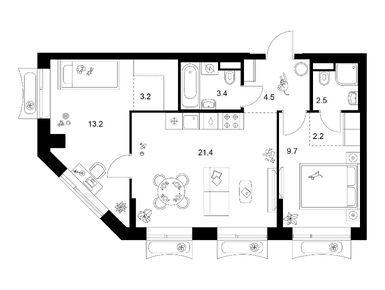 Планировки двухкомнатные в Алтуфьевское 53