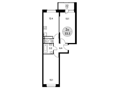 2-комнатная 53.50 кв.м, ЖК «Солнечная Долина», 8 273 265 руб.