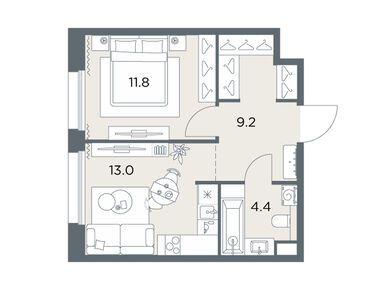 1-комнатная 38.40 кв.м, ЖК «Станиславский», 12 595 200 руб.