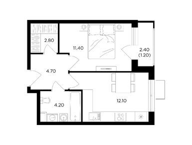 Планировки однокомнатные в ЖК «Миловидное»