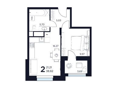 Планировки двухкомнатные в ЖК «Восток II»