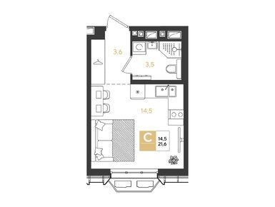 Планировки студии в Квартал «Самолет 7»