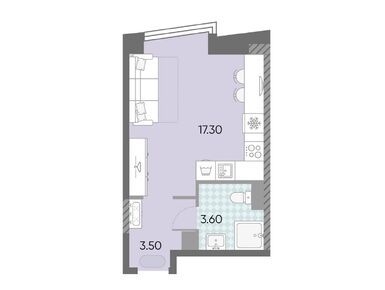 Студия 24.42 кв.м, ЖК «Обручева 30», 17 324 854 руб.