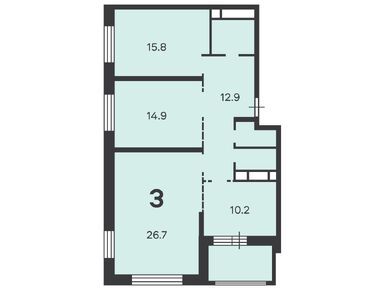 Планировки трехкомнатные в Жилой дом «6-я Радиальная ул., д. 7/1, к. 1»