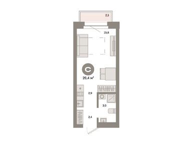 Планировки студии в Квартал «Метроном»