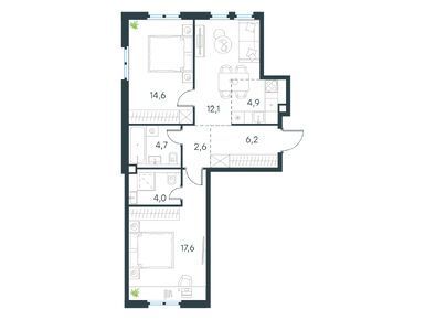 Планировки трехкомнатные в Level Нижегородская