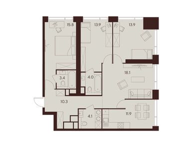 Планировки четырехкомнатные в ЖК Indy Towers (Инди Тауэрс)
