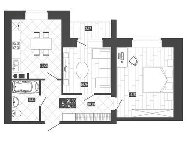 Планировки двухкомнатные в ЖК «Троицкая слобода»