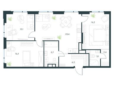 Планировки трехкомнатные в Level Войковская