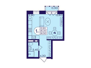 Студия 26.50 кв.м, ЖК «Героев», 7 184 150 руб.