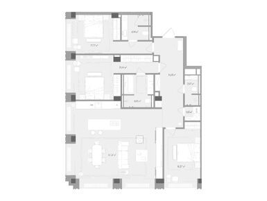 Планировки трехкомнатные в Клубный дом Forum (Форум)