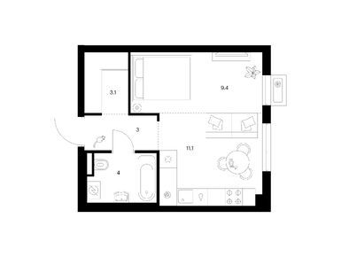 Планировки однокомнатные в Зелёный парк