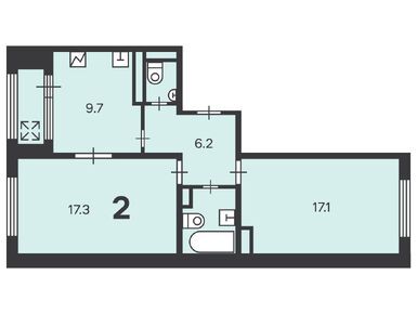 Планировки двухкомнатные в Жилой дом «Маршала Еременко ул., д. 5, к. 1, 2, 3, 4»