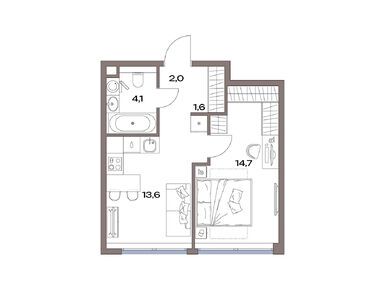 Планировки однокомнатные в ЖК «Акценты»