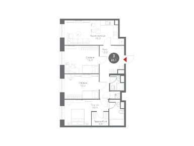 Планировки 3-к. апартаменты в Жилой комплекс Voxhall (Воксхолл)