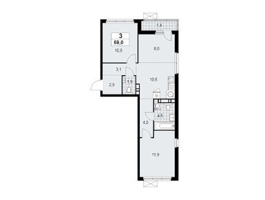 Планировки трехкомнатные в Жилой район «Скандинавия»