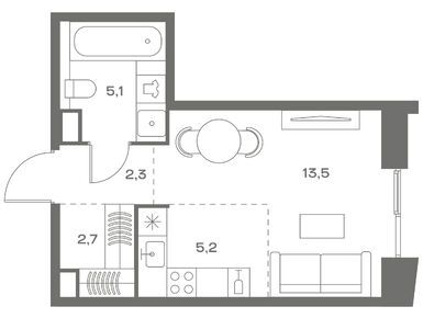 Студия 28.80 кв.м, ЖК «СОУЛ», 22 720 320 руб.