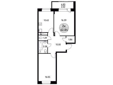 2-комнатная 62.84 кв.м, ЖК «Солнечная Долина», 9 148 076 руб.