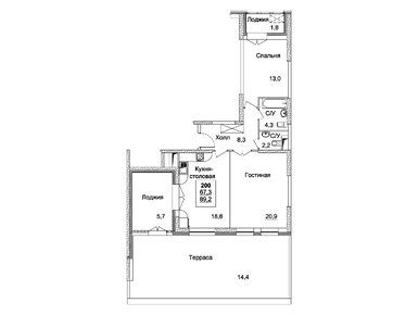2-комнатная 89.20 кв.м, ЖК «Династия», 43 708 000 руб.