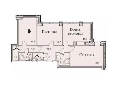 2-комнатная 103.80 кв.м, Клубный дом Full House (Фул Хаус), 60 723 000 руб.