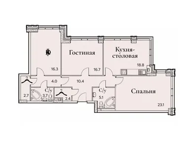 2-комнатная 103.80 кв.м, Клубный дом Full House (Фул Хаус), 60 723 000 руб.