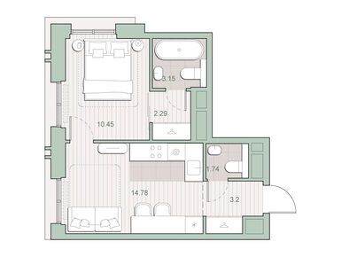 1-комнатная 35.61 кв.м, ЖК «Среда на Кутузовском», 24 948 366 руб.