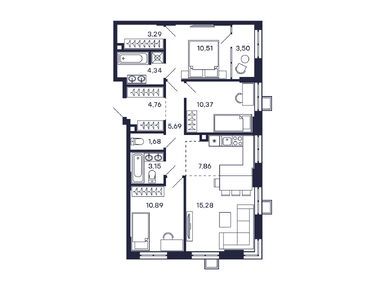 Планировки трехкомнатные в ЖК «Тетрис»