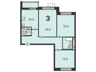 3-комнатная 70.60 кв.м, Жилой дом «Спортивная ул., д. 3, д. 5», 15 207 240 руб.