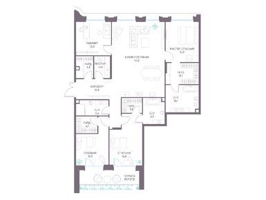 4-комнатная 166.00 кв.м, ЖК «Дом XXII» (Дом 22), 342 624 000 руб.